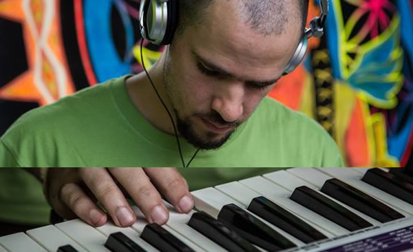 Werther playing keyboard at Escape Into presentation